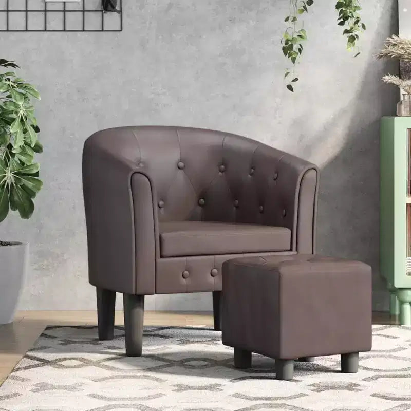 Fauteuil crapaud d'appoint pour salon en similicuir