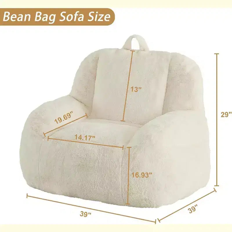 Fauteuil poire extra large en fausse fourrure, chaise longue de sol moelleuse avec poignée pour salon, confort surdimensionné pour adultes, durable et facile à déplacer