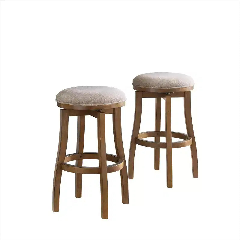 Set of 2 Ellie Bar Height Stools Brown - Alaterre Furniture: Upholstered Polyester, Rubberwood Frame, Fixed Seat Height 30"