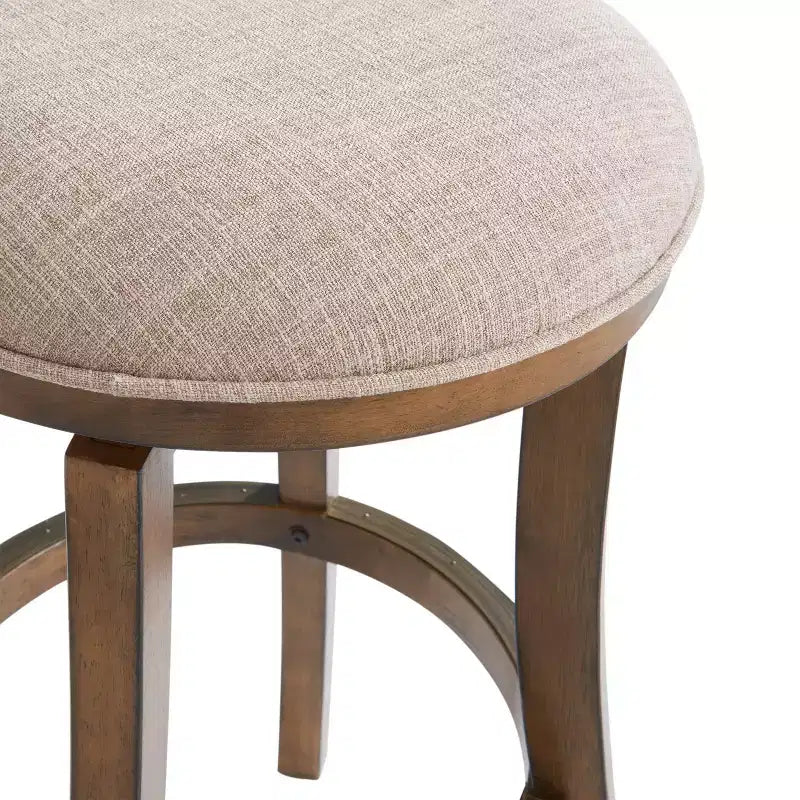 Lot de 2 tabourets de bar rembourrés en polyester marron, structure en bois d'hévéa, hauteur d'assise fixe 76 cm