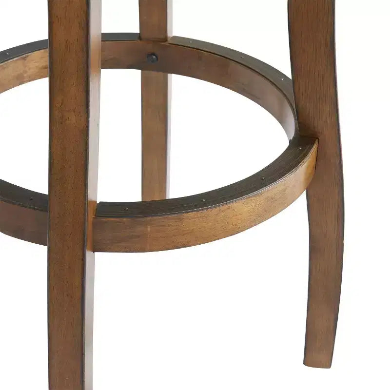 Lot de 2 tabourets de bar rembourrés en polyester marron, structure en bois d'hévéa, hauteur d'assise fixe 76 cm