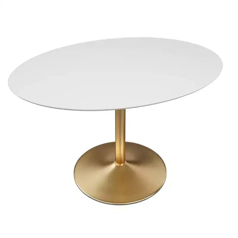 Buylateral Pisa 49.6" Oval Contemporary Dining Table White/Gold