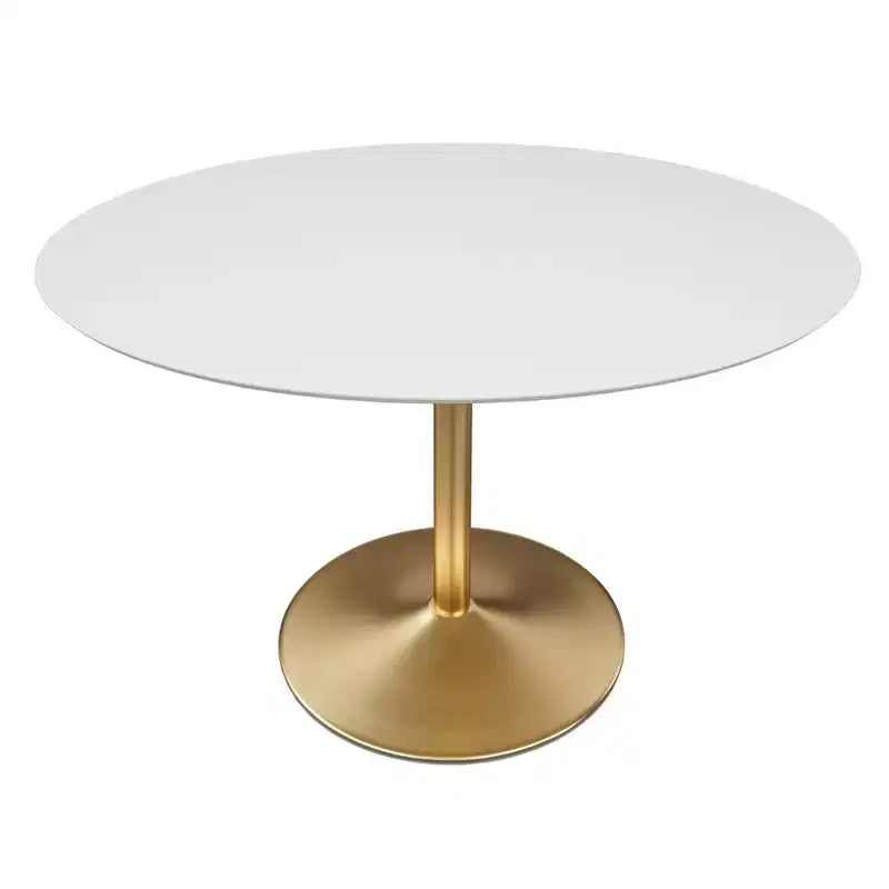 Table de salle à manger ovale contemporaine Blanc/Or