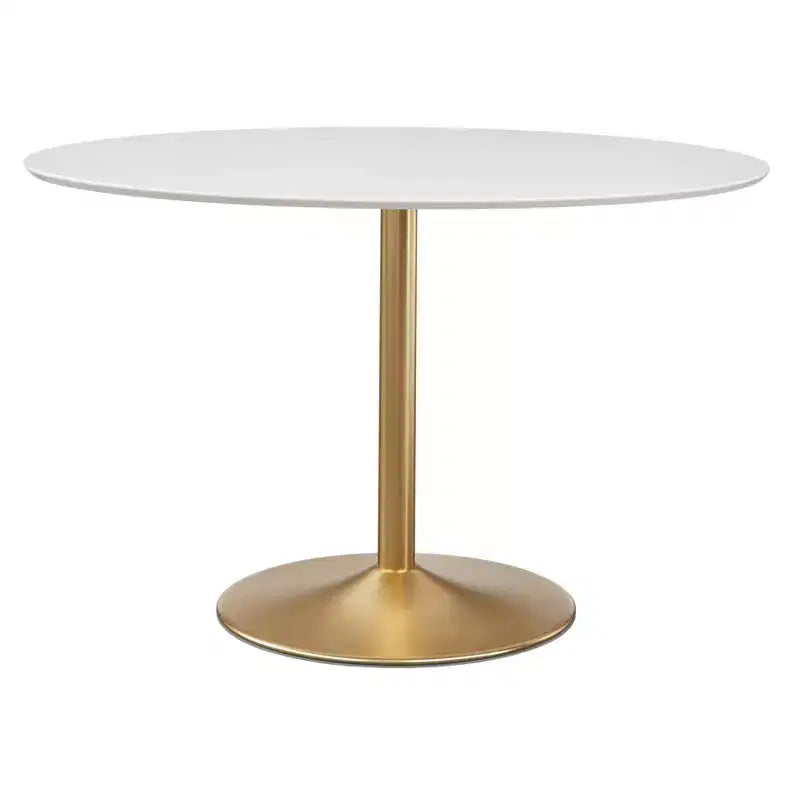 Table de salle à manger ovale contemporaine Blanc/Or