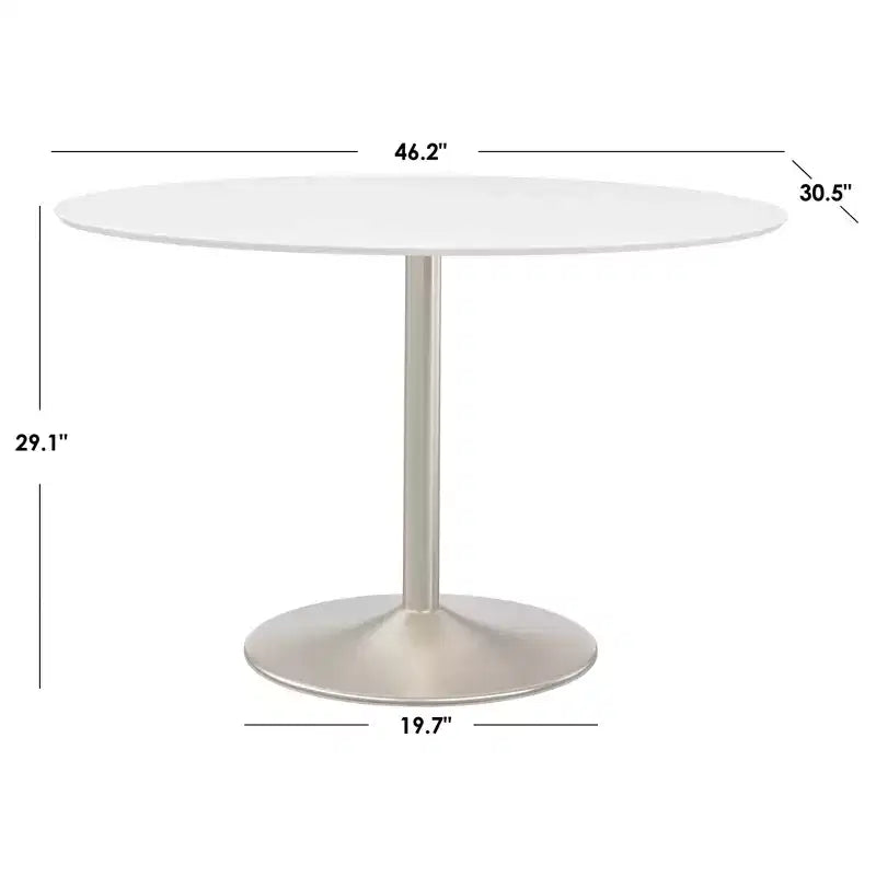 Table de salle à manger ovale contemporaine Blanc/Or