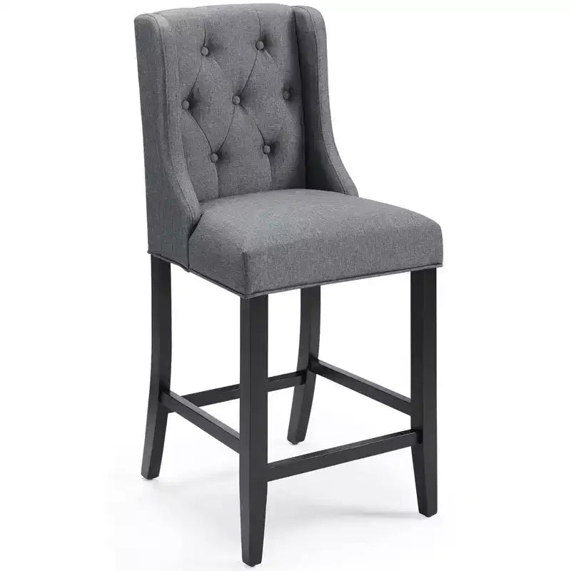 Tabouret de bar à hauteur de comptoir Baronet en tissu capitonné avec boutons