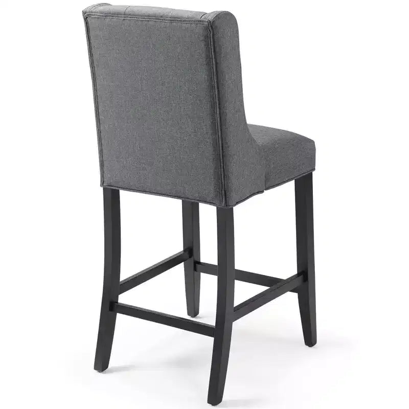 Tabouret de bar à hauteur de comptoir Baronet en tissu capitonné avec boutons