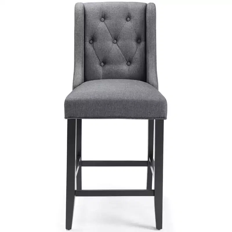 Tabouret de bar à hauteur de comptoir Baronet en tissu capitonné avec boutons