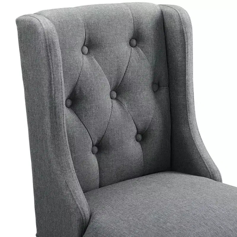 Tabouret de bar à hauteur de comptoir Baronet en tissu capitonné avec boutons