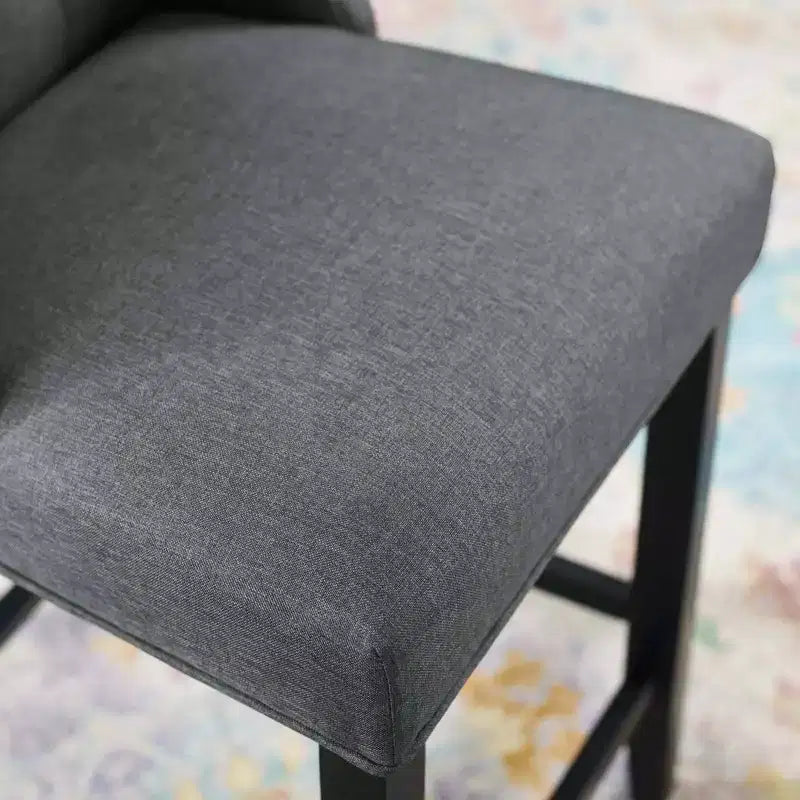Tabouret de bar à hauteur de comptoir Baronet en tissu capitonné avec boutons