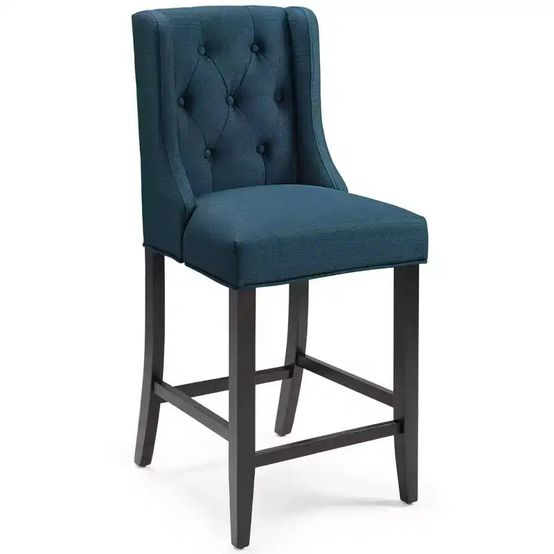 Tabouret de bar à hauteur de comptoir Baronet en tissu capitonné avec boutons