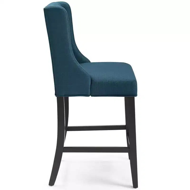 Tabouret de bar à hauteur de comptoir Baronet en tissu capitonné avec boutons