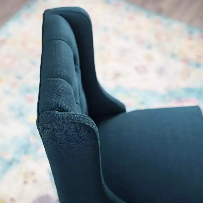 Tabouret de bar à hauteur de comptoir Baronet en tissu capitonné avec boutons