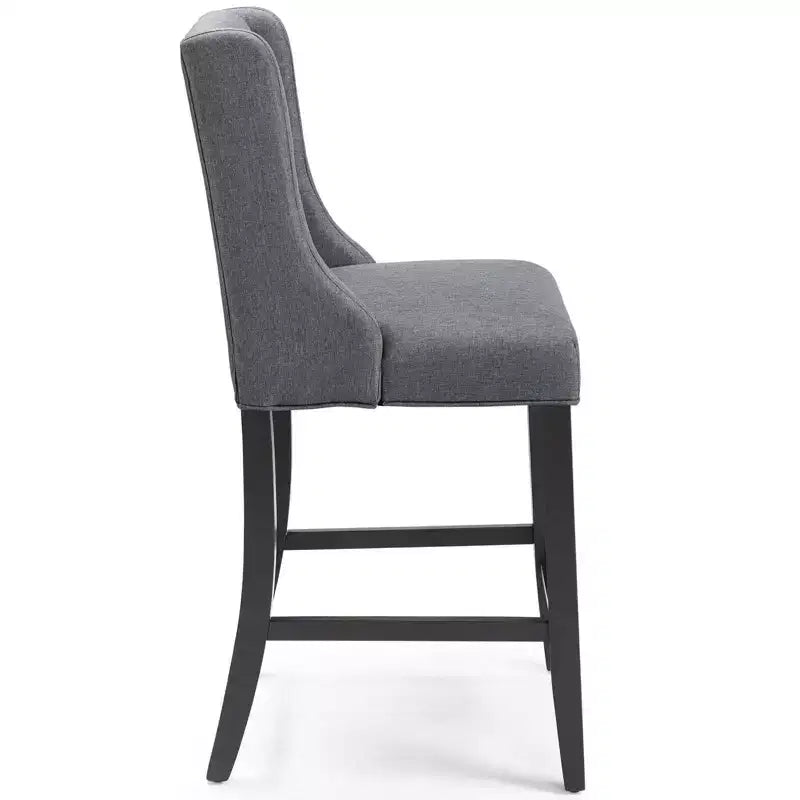 Tabouret de bar à hauteur de comptoir Baronet en tissu capitonné avec boutons